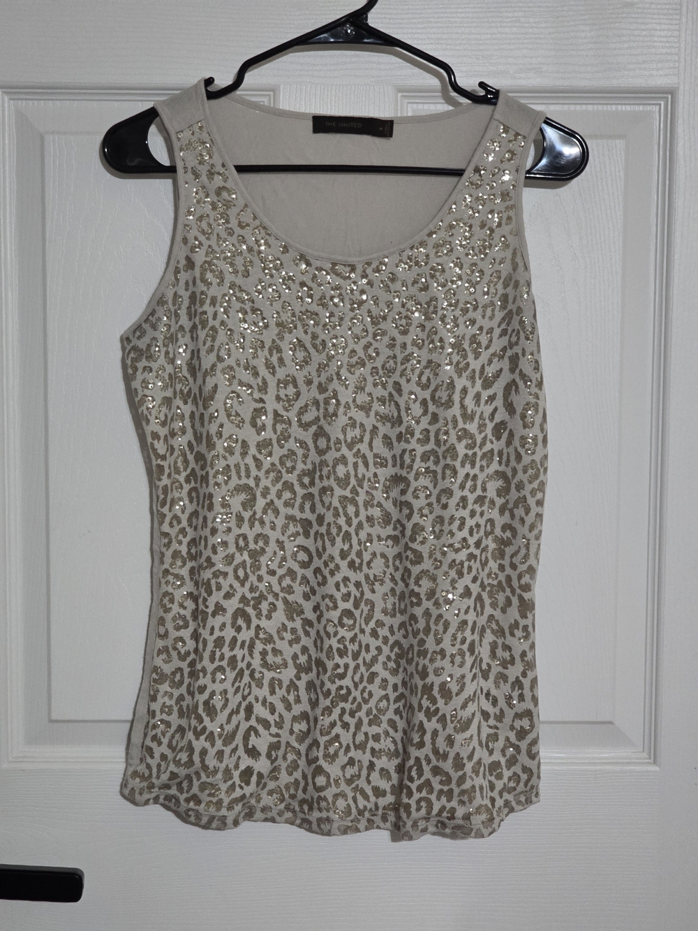 The Limited Beige Sequin Leopard Tank Top